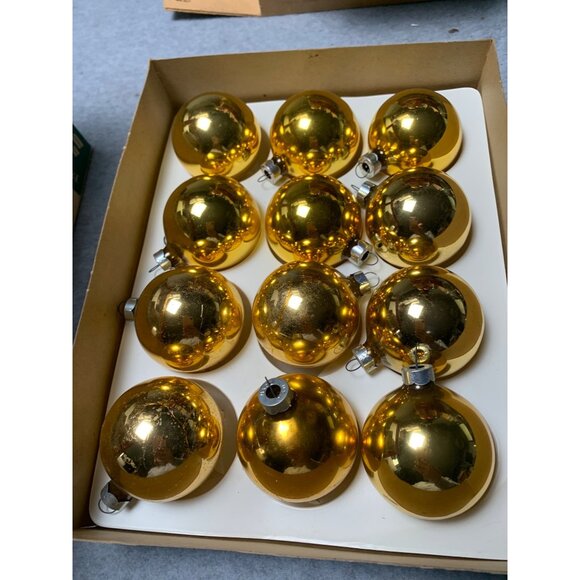 1960s Franke Glass Tree Ornaments Made In USA Gold Set of 12 Original Box - Picture 3 of 9
